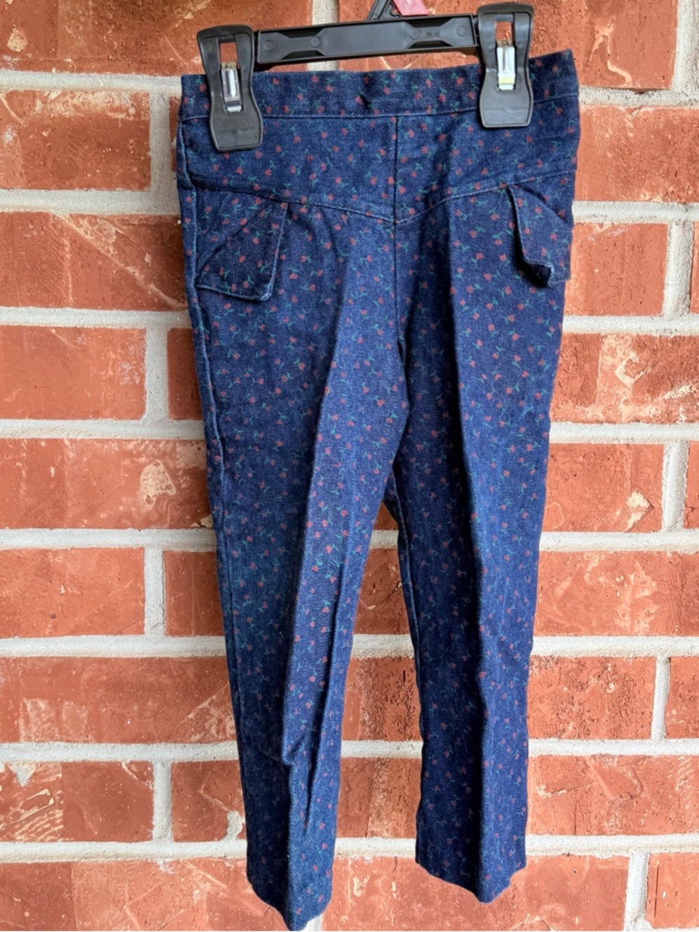 Vintage park bench kids floral jeans